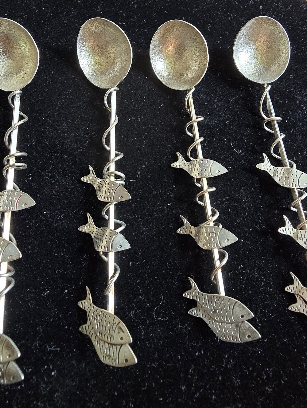 Whimsical Sterling Fish Demitasse Spoons (4)